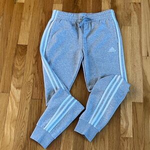 Adidas Light Gray Sweatpants with White Stripes